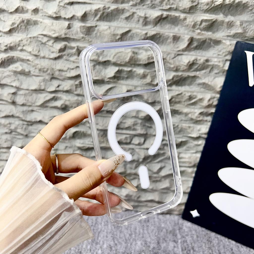 For Magsafe Magnetic Clear Phone Case for iPhone 17 16 E 15 14 Plus 13 12 11 Pro Max Shockproof Soft Bumper Hard Acrylic Cover