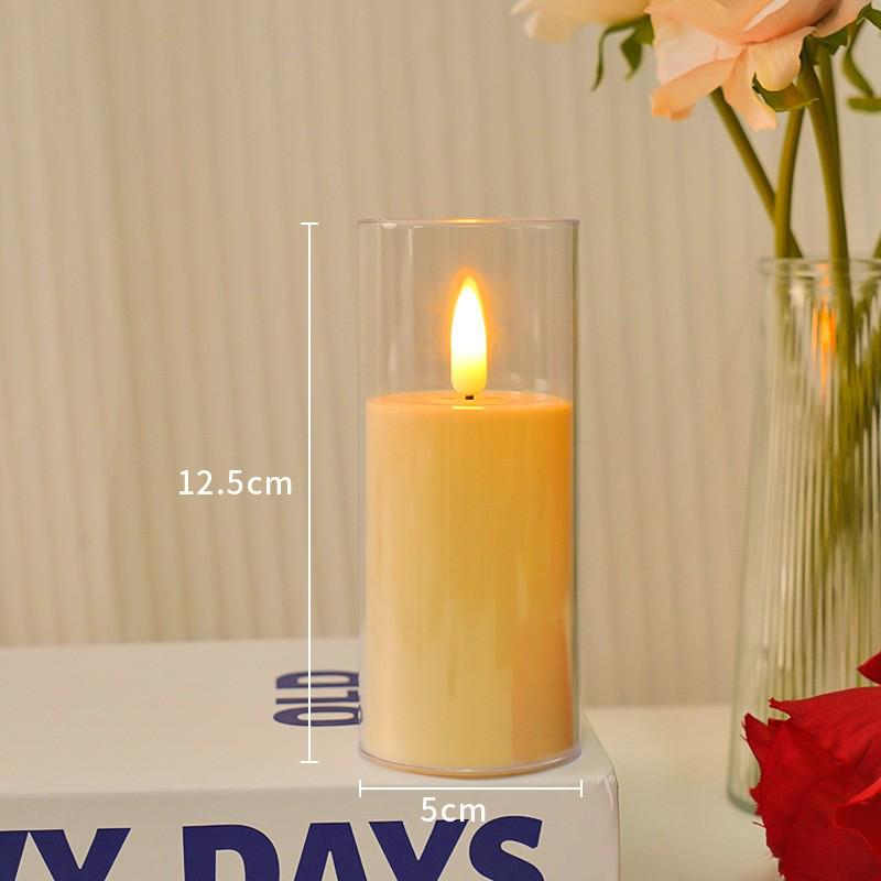 LED Simulierte Kerze mit Acrylglasbecher für Weihnachts-, Geburtstags-, Hochzeits-Atmosphärendekoration
