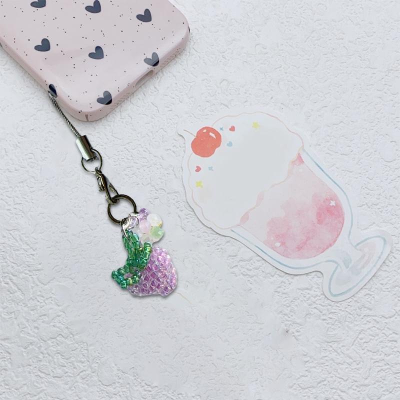 Grape Beaded Phone Chain Adds Personality to Your Device Colorful Phone Lanyard Handmade Bead Arrangement for Daily