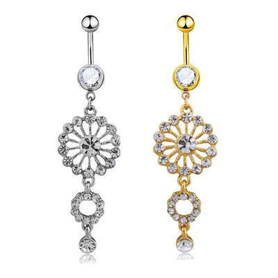 Nuovo piercing all'ombelico lungo circolare di alta qualità con diamante
