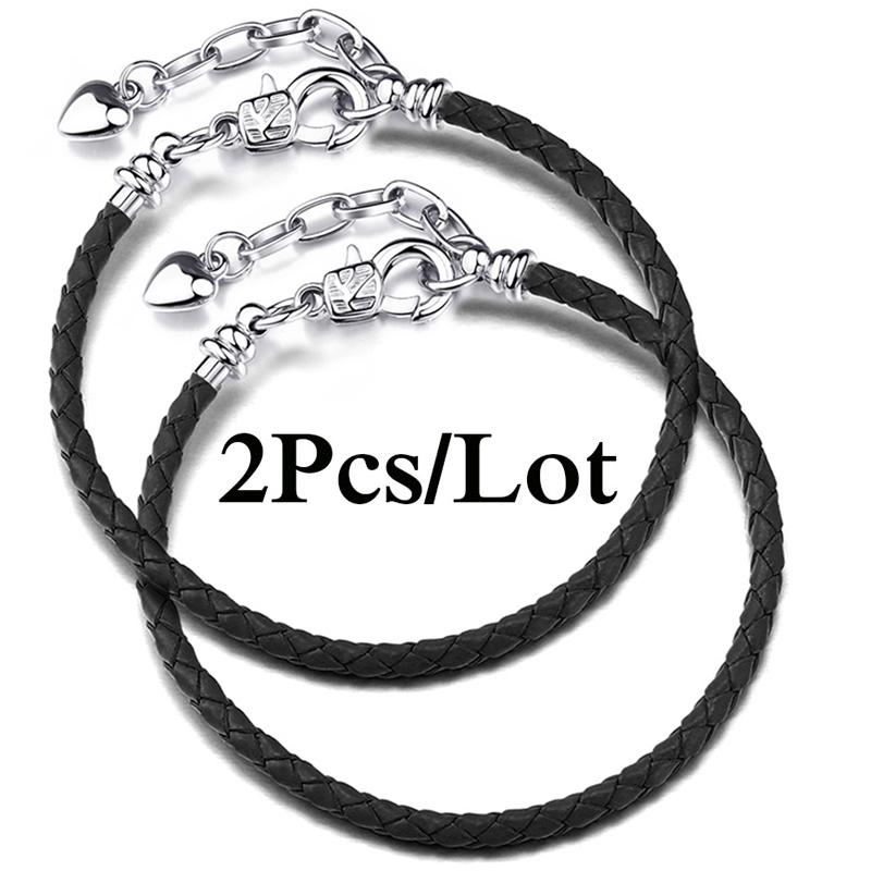 2 szt./partia Specjalna Oferta Skórzane Bransoletki Łańcuszkowe Pasują do Ręcznie Robionych Koralików Bransoletki z Charmsami Dla Par Pulsera Biżuteria Dla Kobiet Mężczyzn Hurtownia