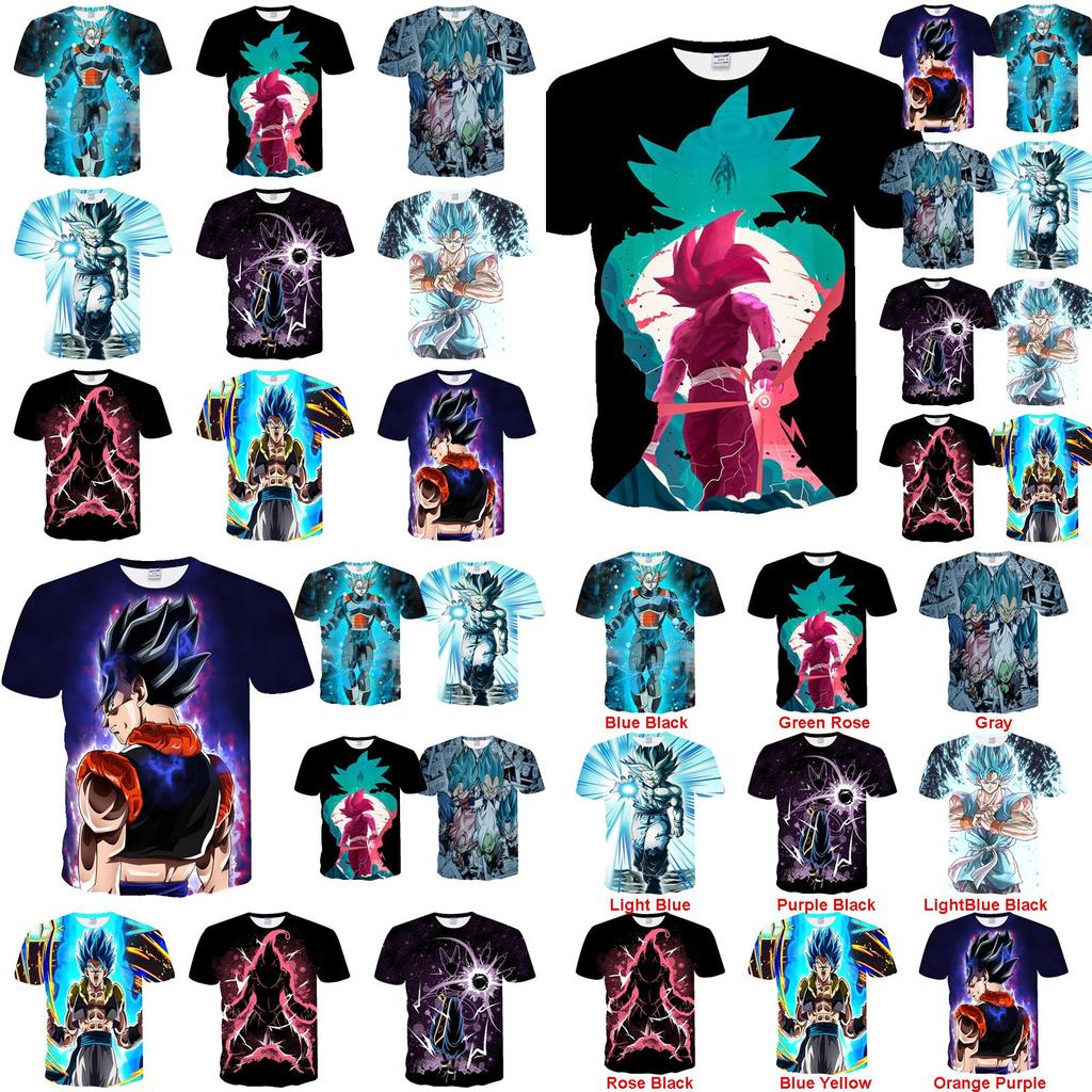 Vibrant 3d Print Dragon Ball Z Vegeta Goku Super Saiyan T-shirts For Anime Fans