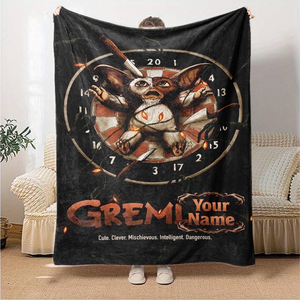 Gremlins Customize Your Name Blanket Multi-purpose Personalized Blanket Soft Warm Cozy Throw For Seaside Livingroom Bed Couch Four Seasons Universal