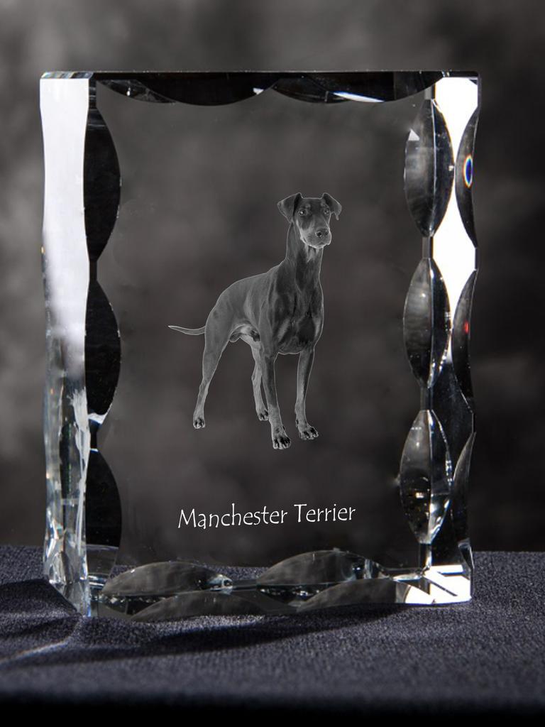 Manchester Terrier - Crystal with a Picture of a Dog, Glass Statuette with a Picture, Unique Frame with a Picture from Art-Dog Brand