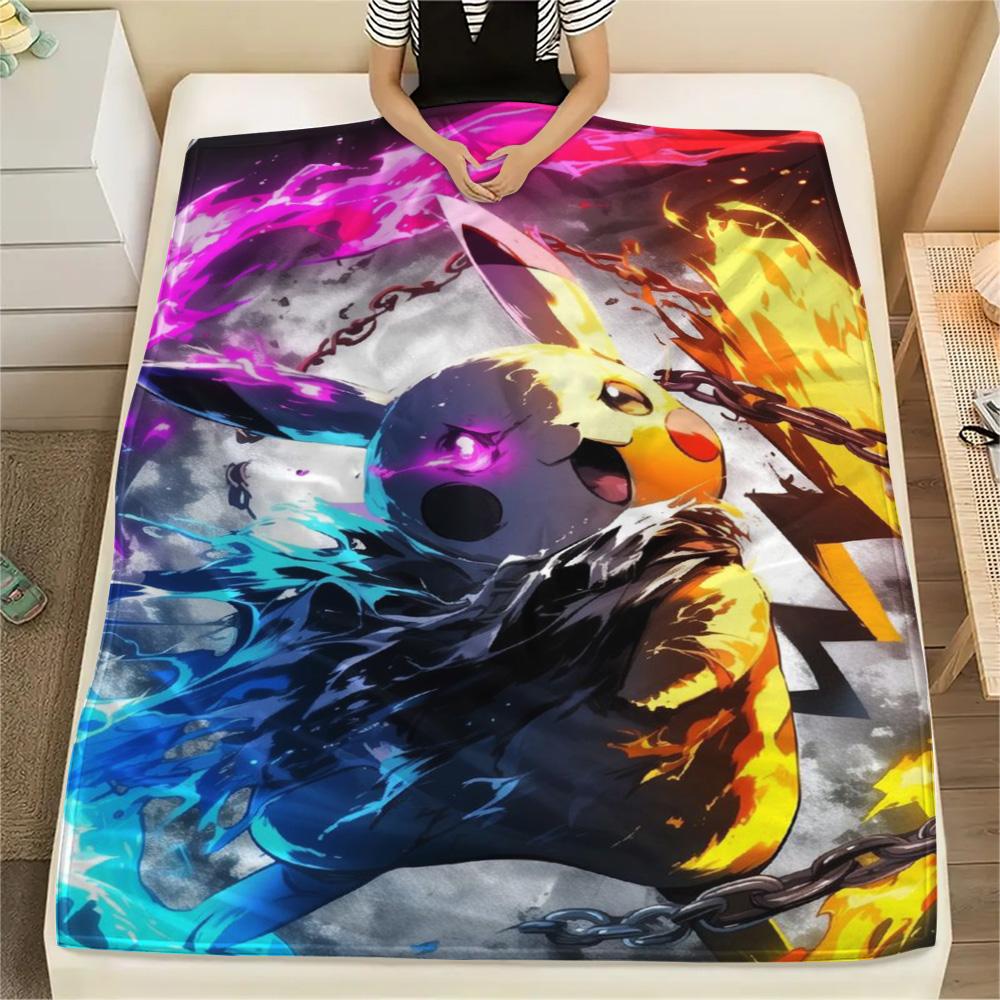 Pikachu Flannel Blanket Print Design for Bed Sofa Chair Travel and Picnic.-TING