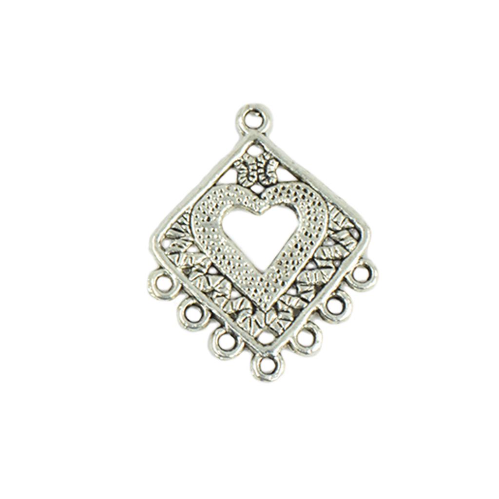 30 Pieces Heart Silver Charms Pendant Connectors DIY Crafts Jewelry Making