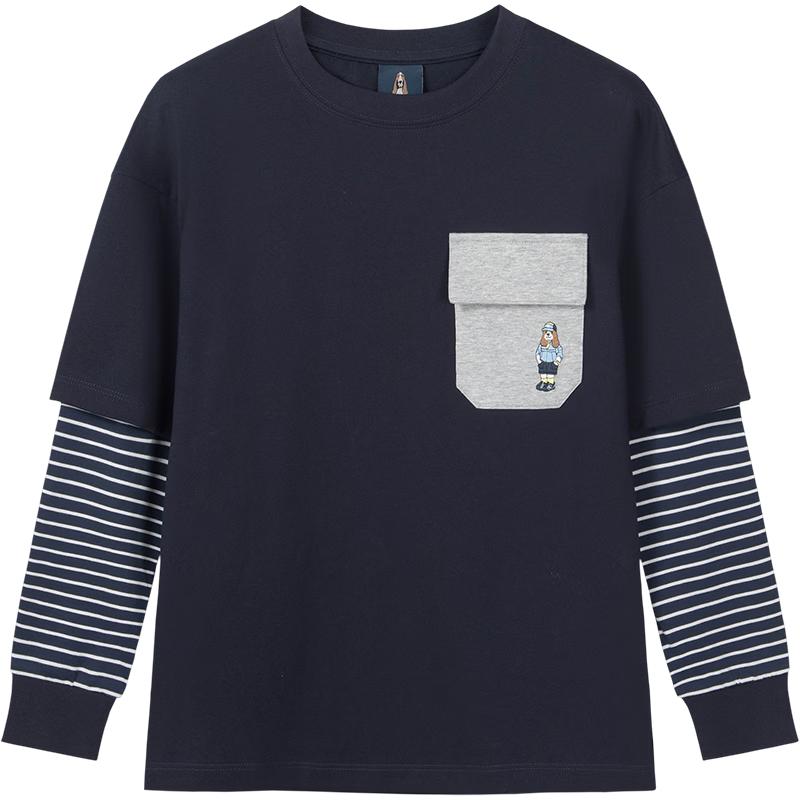 Hush Puppies Jungen Langarm Rundhals-T-Shirt mit Fake-Zweiteiler