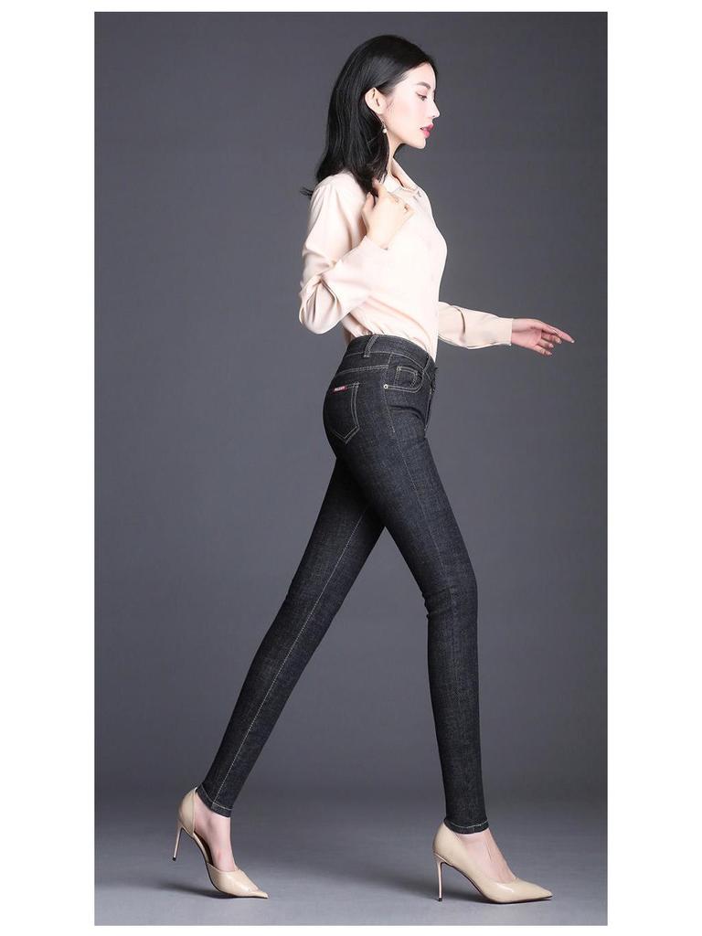 2024 Autumn/Winter Women's High-Waisted Stretch Jeans - Slim Fit Skinny Pants