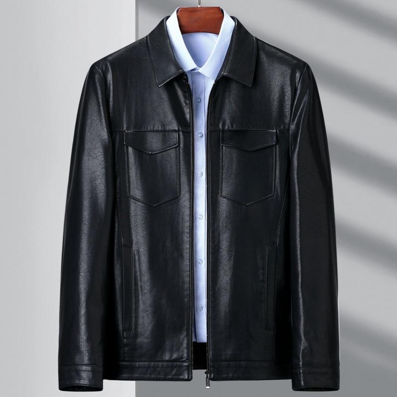 

Imported genuine sheep leather jackets for men, lapel leather jackets for middle-aged and elderly dads, loose spring and autumn coats 170