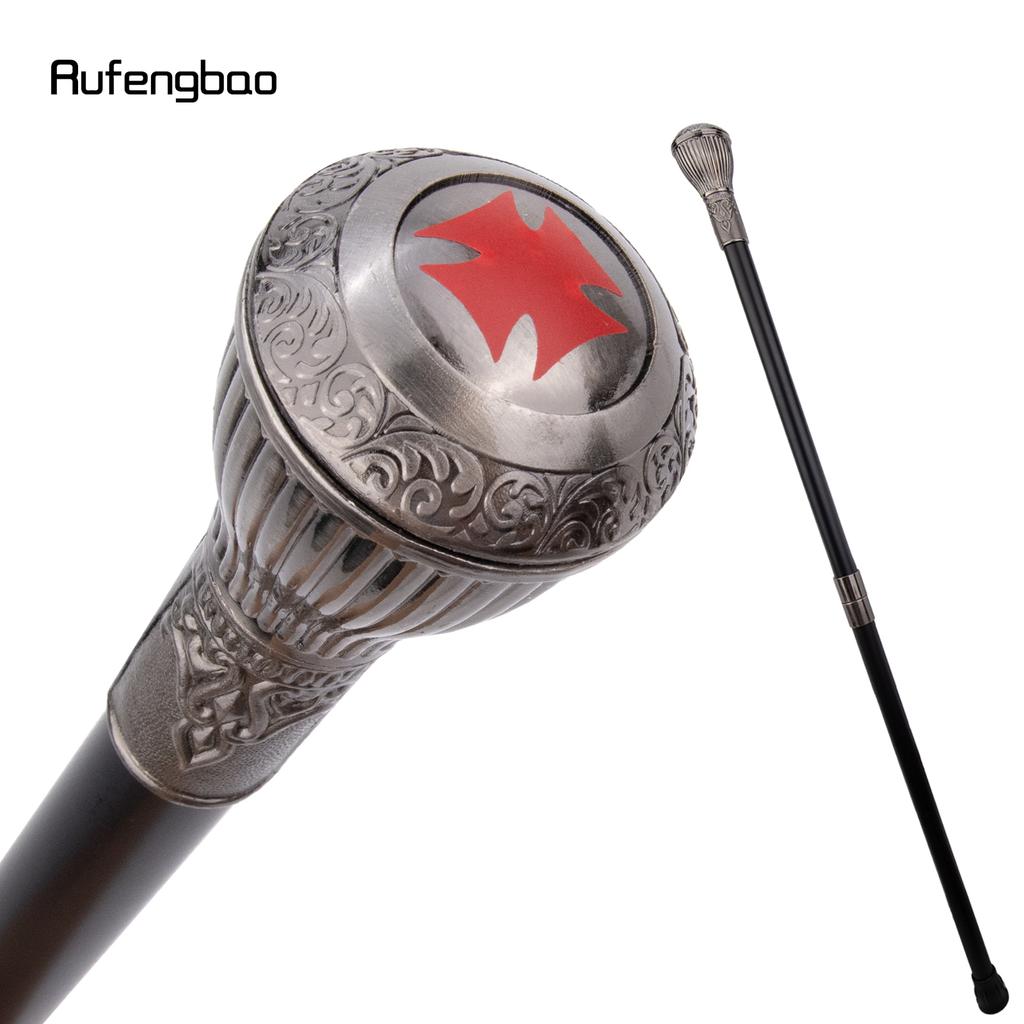 Silver Resin Round Flower Walking Cane Fashion Decorative Steel Stick Gentleman Elegant Cosplay Cane Knob Crosier 90cm
