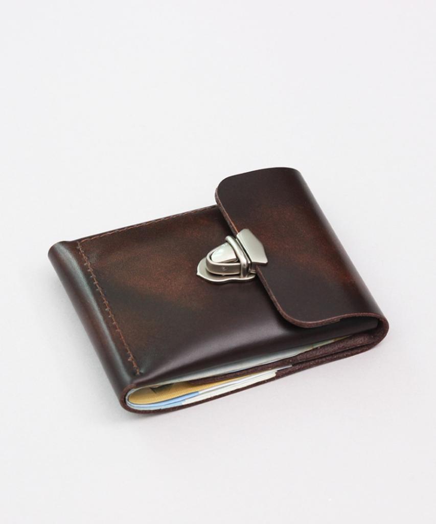 Matt [Claasic] Adobang Cowhide Buckle Wallet Two-Tone Brown