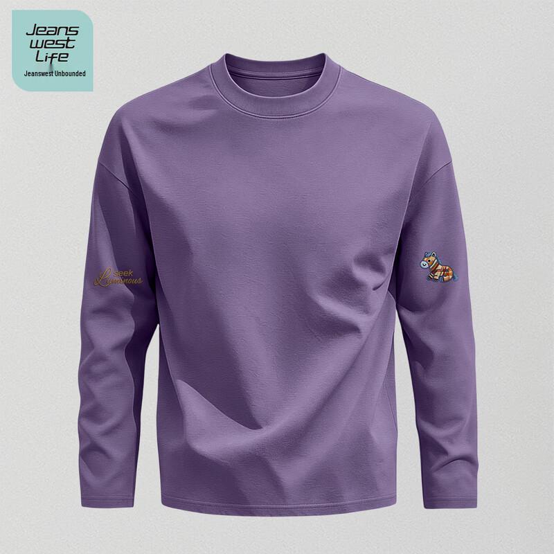 Jeanswest Life Men's Loose Cotton Long-Sleeve Crewneck T-Shirt