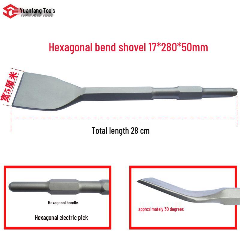 Electric Hammer Impact Drill Set: Square & Round Shank, Pointed & Flat Chisels, U-shaped & Shovel Heads, Slotting Through-Wall Drill.