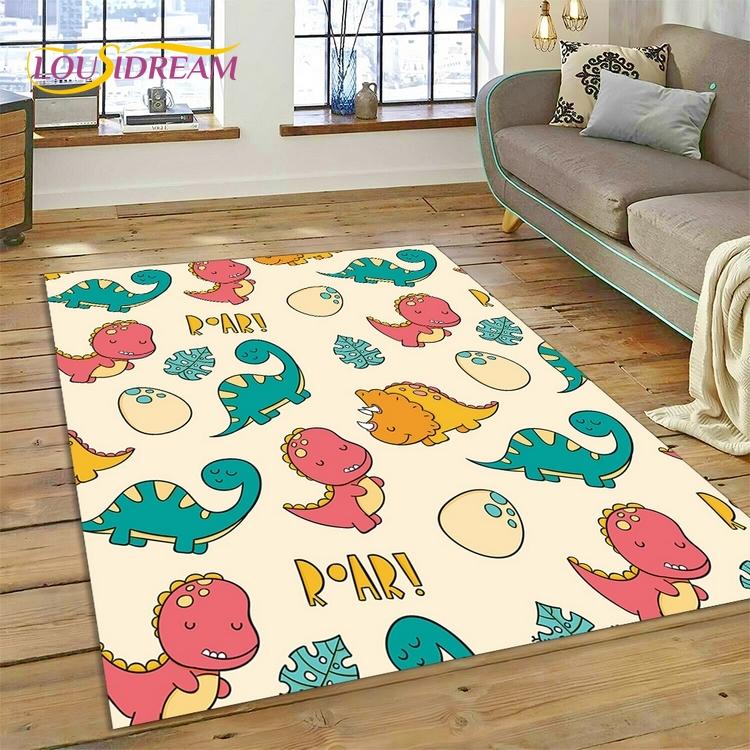3D Cute Dino Cartoon Dinosaur Space Carpet Rug for Bedroom Living Room Home Sofa Decoration,Children Game Large Decor Floor Mat
