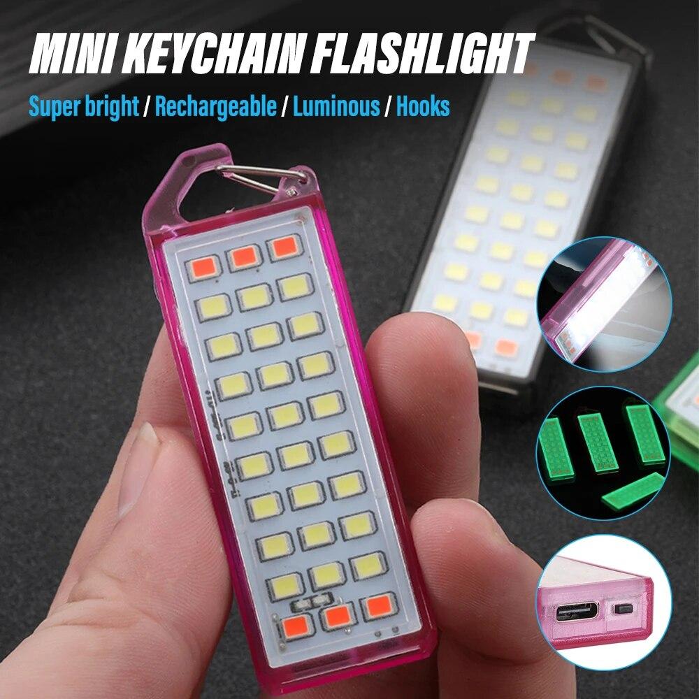 MINI LED Flashlight Rechargeable Work Light Keychain Light Camping Lamp Easy To Carry Multiple Lighting Modes Waterproof