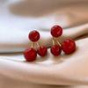 Ankola red pearl earrings, new French retro light luxury high-end stud earrings, simple temperament versatile ear jewelry