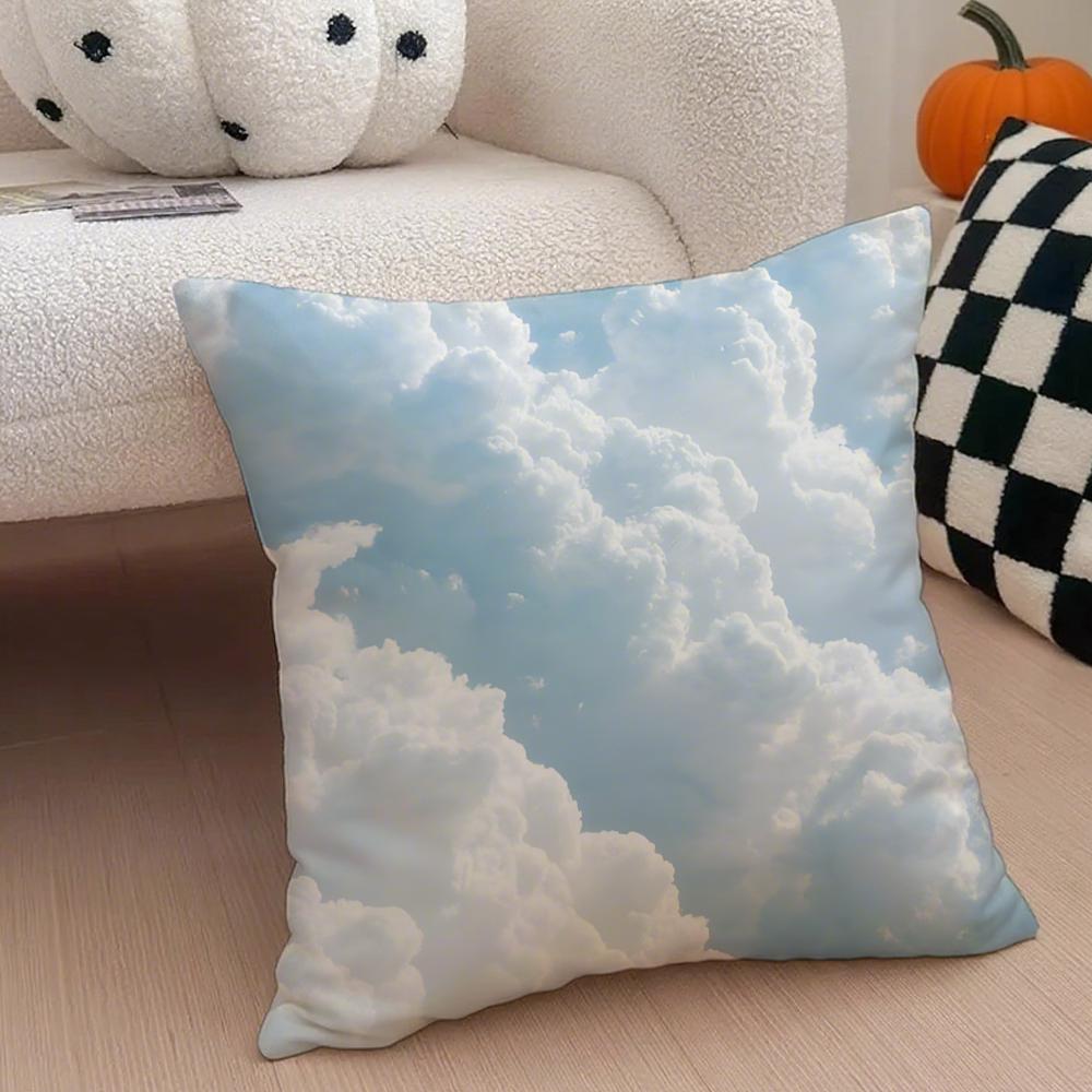 Ffufu Fluffy Clouds Cushion Cover Throw Pillow Cover Hidden Button Durable Polyester Chair Cushion