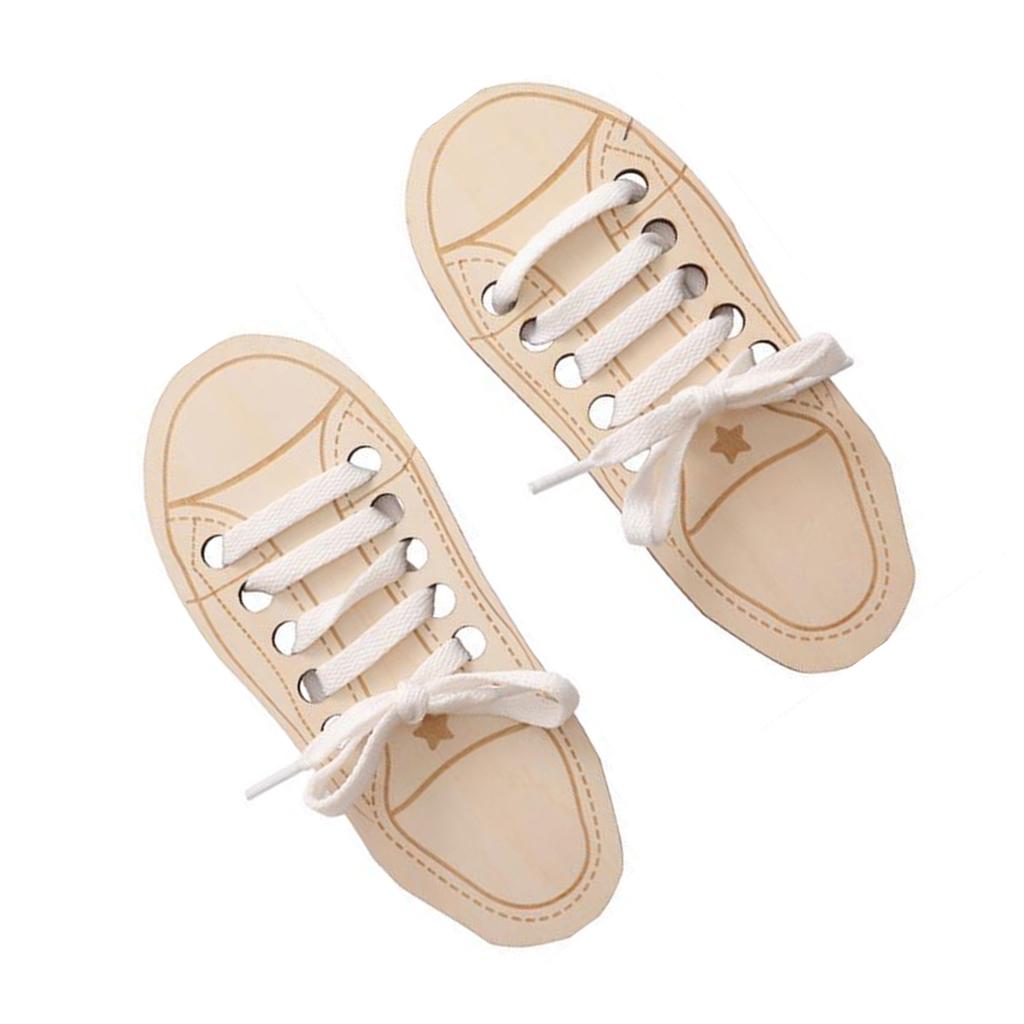 Shoelaces Shoe Tying Toy Puzzle Improve Intelligence Game Toy Wooden Threading Game Children Shoe Tying Toy