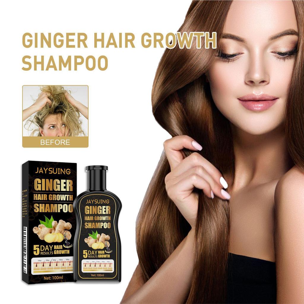 Shampooing Repousse Gingembre Contrôle Huile Anti Chute de Cheveux Antipelliculaire Hydrate Nourrit Cuir Chevelu Réparation Cheveux Abîmés Shampooing Croissance