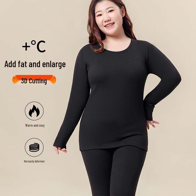 Langsash Women's Plus Size Wool Silk Thermal Underwear Set