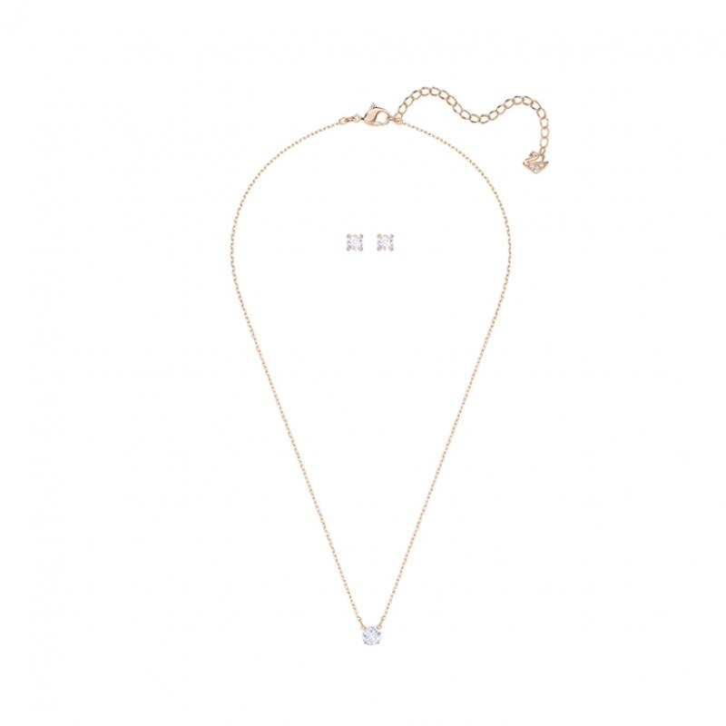 Swarovski [authorized Product Free Shopping Bag] Stilla Attract Rose Gold Set  1