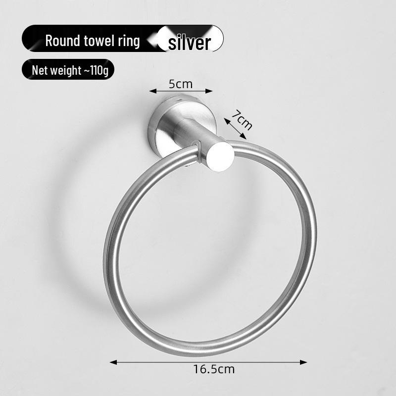 Stainless Steel Punch-Free Round Towel Ring for Bathroom