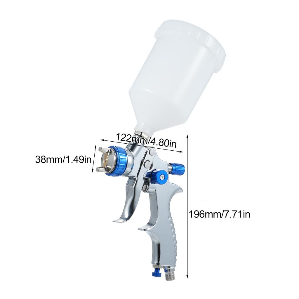 Low Volume Low Pressure Spray Gravity Feed Sprayer with 1.3mm Nozzle 600 Cup for Car Furniture Fence Painting