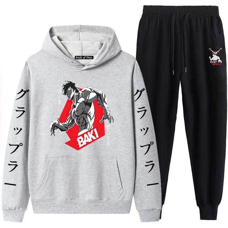 Anime Baki der Grappler Muster Männer der Trainingsanzug Sets Casual Hoodie Und Hosen 2 stücke Sets Mode Sweatshirt Harajuku Pullover