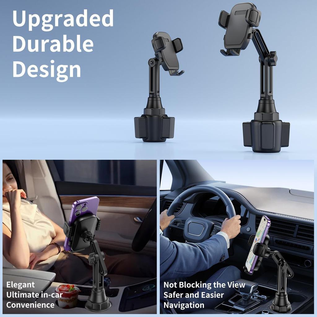 Cup Phone Mount for Car, Universal Cup Phone Cradle Holder with Long and Adjustable Neck, Friendly Compatible with Cell Phone
