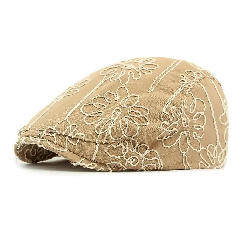 

Spring and Summer Cotton Print Newsboy Caps Girl Flat Cap Women Painter Beret Hats 64 56-60cm wear хаки