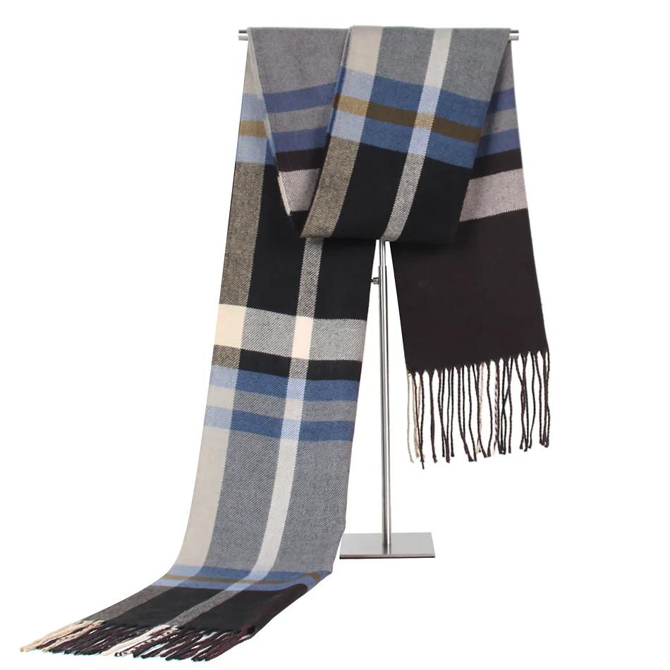 Fashion Design Plaid Men's Scarf Autumn Winter Korean Version Imitation Cashmere Muffler Male Soft Light Tassel Thick Warm Shawl