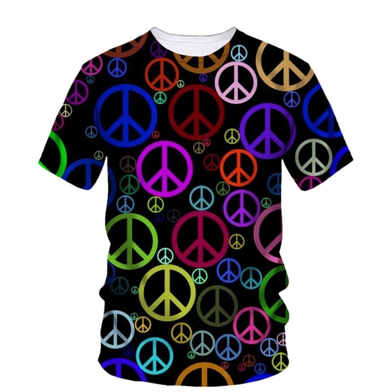 Summer New Fashion Graphic T-shirt Neutral Trend Creative Color Printed Casual Round Neck Short Sleeve T-shirt