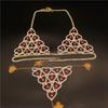 Cross-Border Hot Selling Exquisite Rhinestone Body Chains Shiny Sexy Heart-Shaped Bikini Bra T-Back Suit