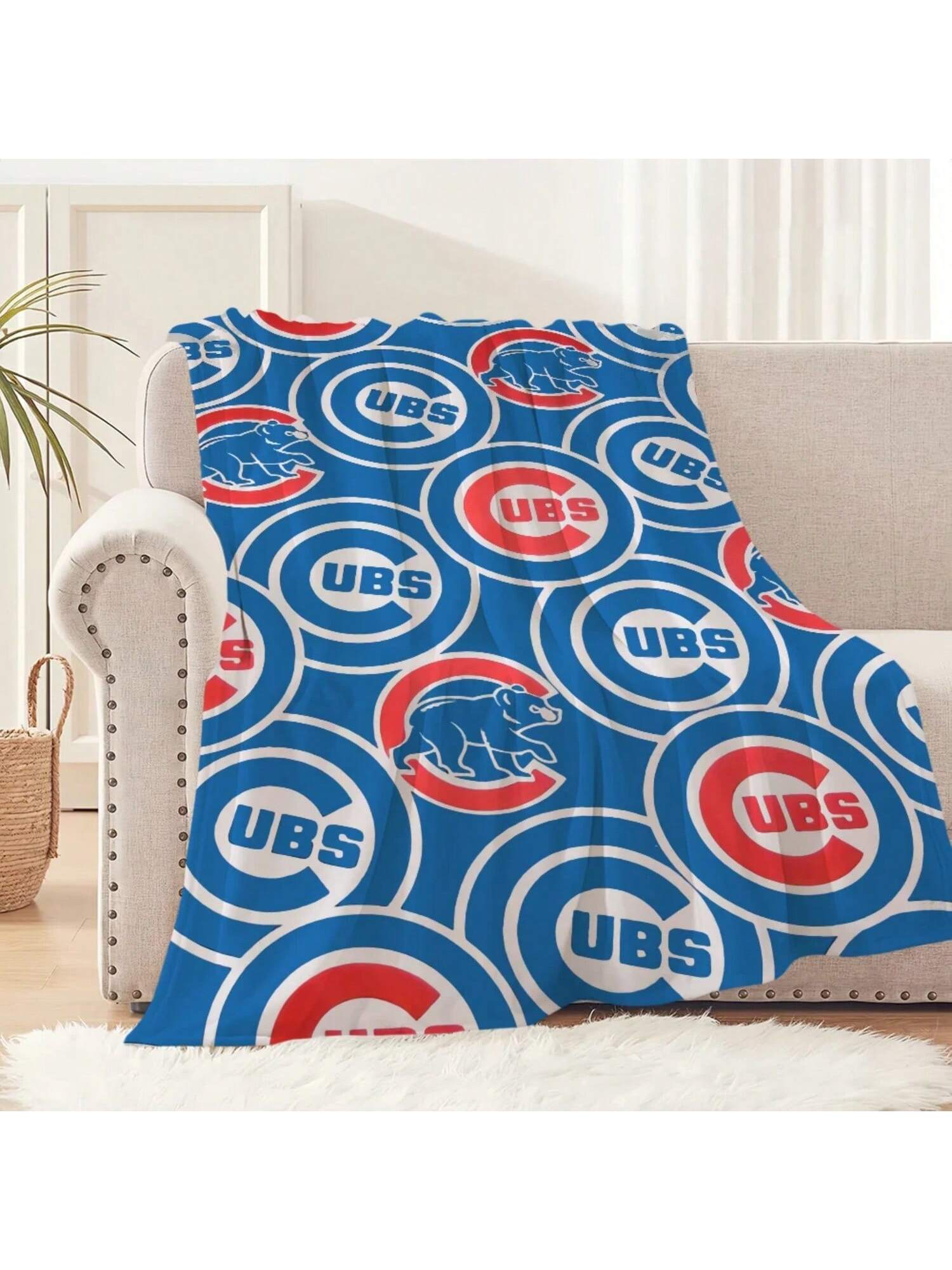 

Cool Blanket Soft Comfortable Nap Plush Suitable Fo Iiving Room Office Bedroom Birthday C-Chica-Go Baseball C-Cubs Home Gift 75X95CM серый