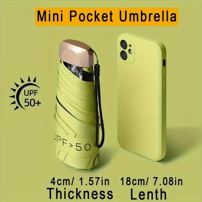 Mini Sun Umbrella Small Pocket Rain Travel Umbrella Vinyl Folding Umbrella UV Protection Sun Shade Pocket Parasol Capsule