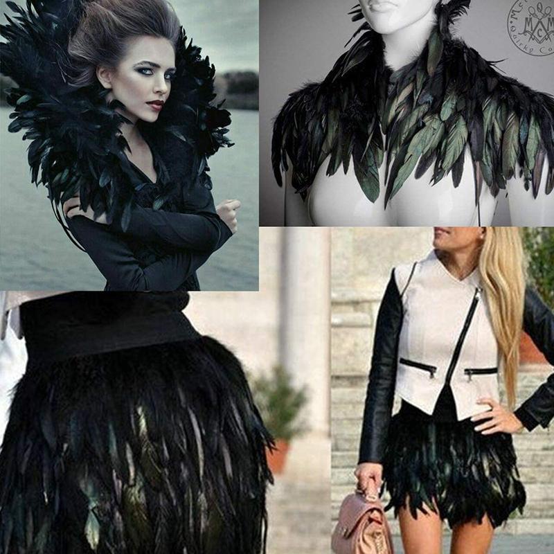2Meter Black Rooster Tail Feathers Trim 10-12Inches Pheasant Feather Fringe Ribbon Dancers Supplies Carnival Coque Plumas