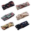 Bohemian Cross Headbands Retro Floral Print Turban Headwrap Elastic Hairband For Women Girl