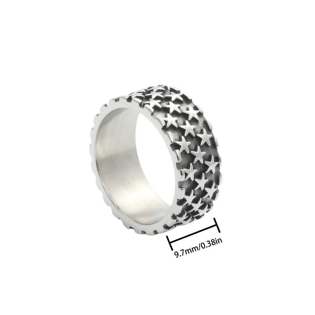 1pc Men's Titanium 316L Stainless Steel Five-Pointed Star Ring - Retro Punk Style 316L Stainless Steel Black Starry Sky Design, Durable Comfort Fit fo
