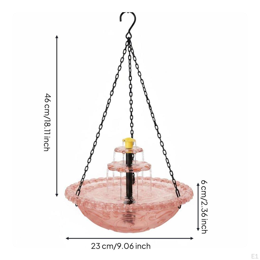Solar Bird Bath Water Feature Cascading Stream Hanging No Wiring