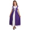Girls Medieval Renaissance Costume Square Neck Short Sleeve Lace Up High Waist Ruffle Dress Halloween Fancy Dress