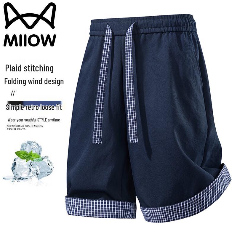 MiiOW Men s Summer Plaid Patchwork Sport Shorts XL