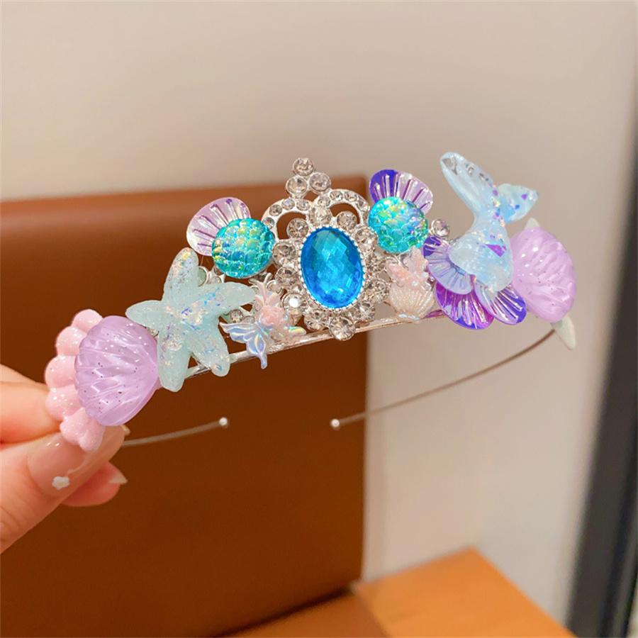 

Новая модная повязка на голову принцессы-русалки для девочки, ракушка, кристалл, жемчужная повязка на голову, маленькая девочка, челка, резинка для волос, аксессуары для волос для вечеринки, подарок