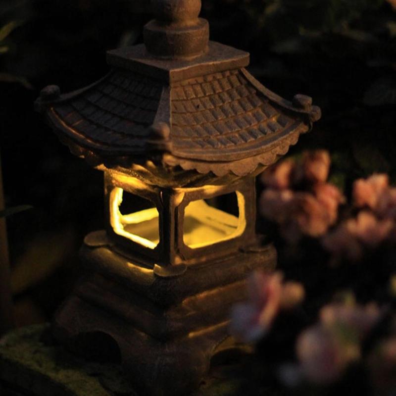 Decorative Solar for Palace Lamp Japanese Style Landscape Light Anti Deformed Garden Yard Resin Ornament Gift for Neighb