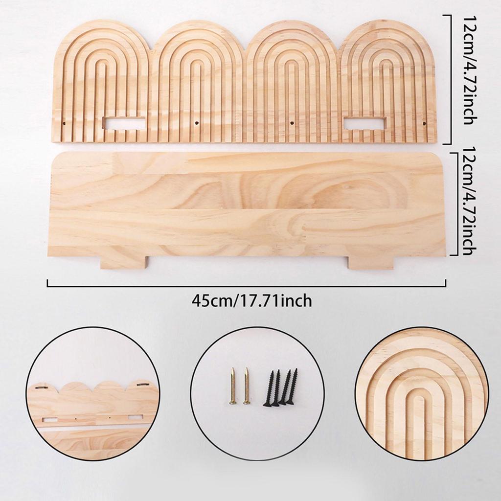 Boho Style Wooden Wall Mounted Storage Rack Display Shelves Bohemian Farmhouse Storage Shelf For Bathroom Bedroom