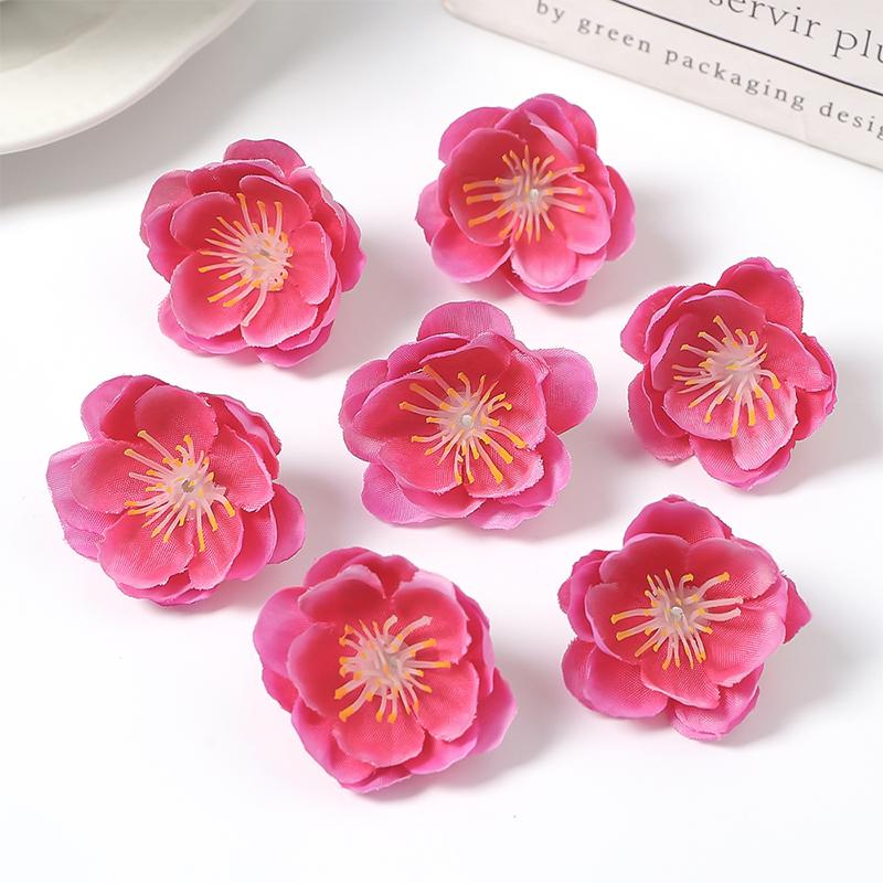 10/20/50Pcs 4cm Silk Plum Blossom Heads Artificial Cherry Blossom Flowers for Home Room Wedding Decor DIY Flowers Wall Accessory