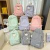 Schoolbag Backpack Women's 1011 New Candy Color Sweet and Fresh Student School Bag Versatile Simple Plaid Large Capacity Backpack