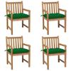 Day and Night - Day and Night Garden Chairs 4 Units Solid Teak Wood with Green Cushions