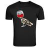 Skeleton Hand Holding Wine Glass Graphic T-Shirt