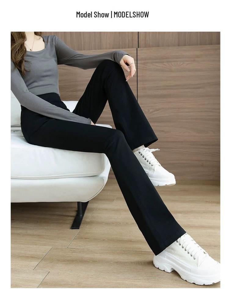 Winter Warm High-Waisted Flared Pants for Women, Plus Size, Straight Leg, Casual Suit for Spring and Autumn 2024