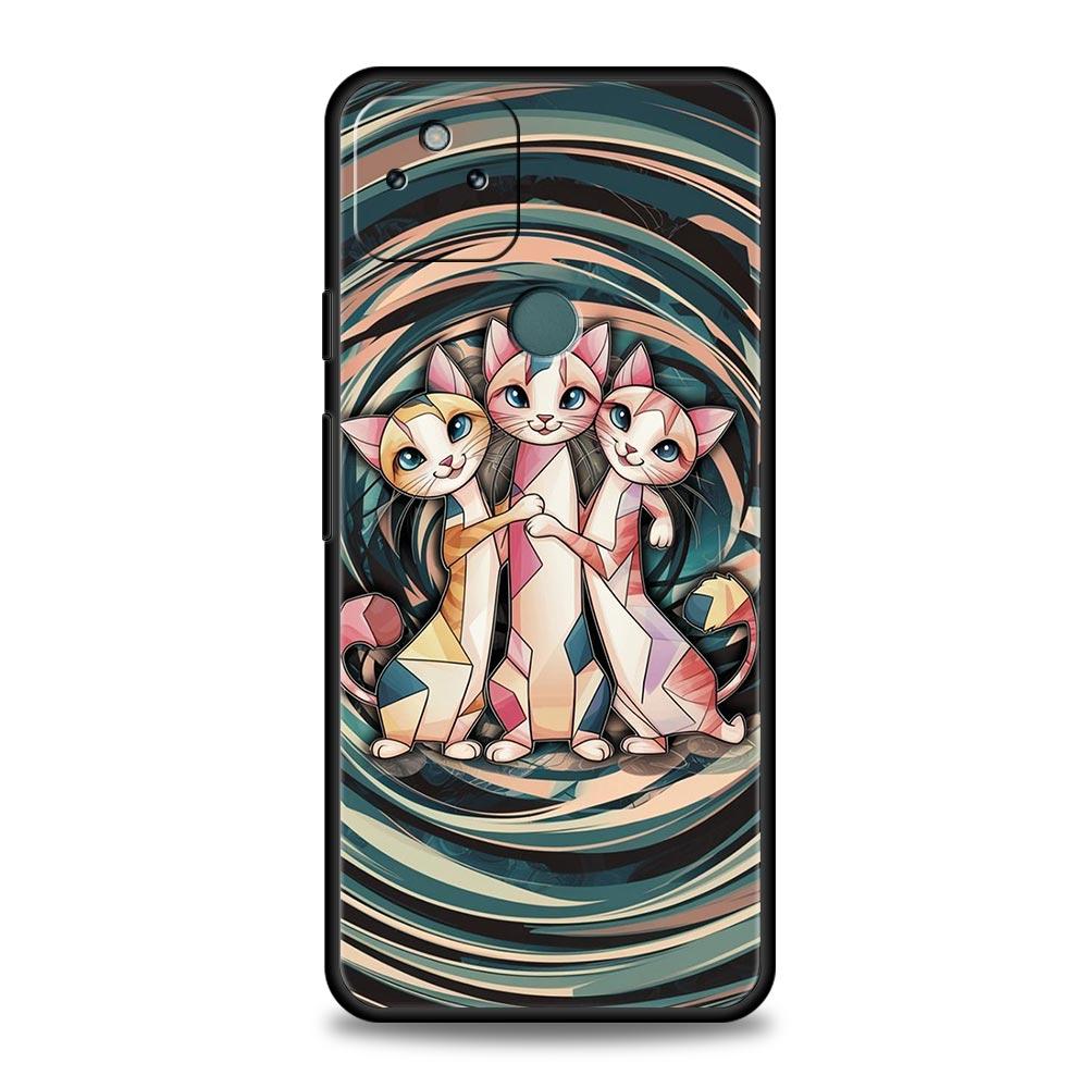 Colorful Cat Design Phone Case Cover for Google Pixel 10 9 8 7 6 9A 8A 7A 6A Pro Shockproof Soft TPU 9 Pro XL Shell Capas Fundas